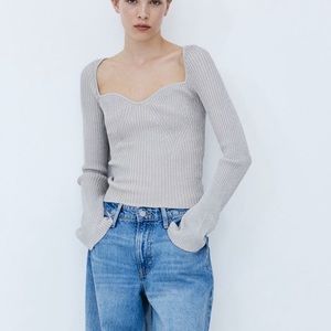 Sparkly silver ribbed sweater